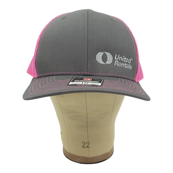 United Rentals Gray Pink Mesh Snapback Cap Trucker Baseball Hat Richardson NEW - Picture 7 of 12